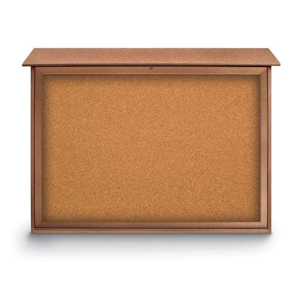 Indoor Enclosed Combo Board, 42"x32", Satin Frame/Blk Porc & Medium Grey